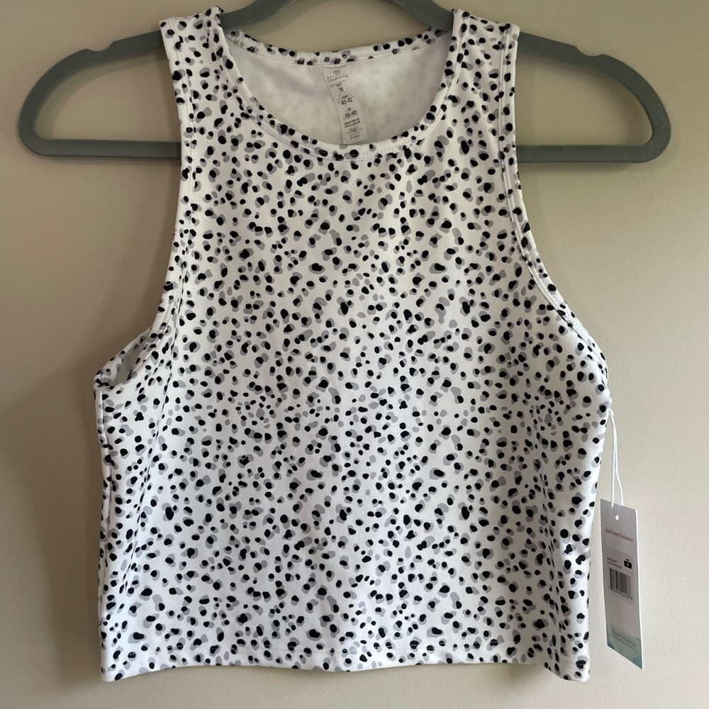 Balance Collection white, black , and gray cropped tank top